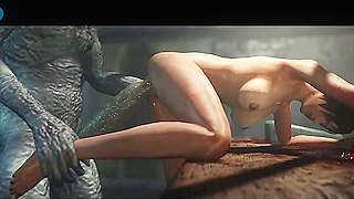 Ada Wong Ravaged by Zombie Monsters Tongue Cock in Hot Hentai Horror