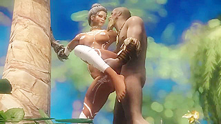 Tattooed Tribal Chieftess Takes Rough Doggystyle Fuck on Moonlit Beach
