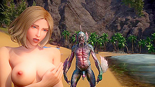 Blonde Beauty Overwhelmed by Deep One Threesome in Steamy Encounter