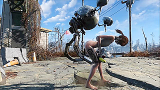 Petite Teen Rides Mr. Handy Bot in Fallout 4 Bedroom Fun