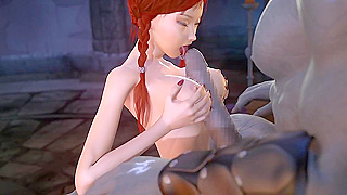 Busty Redhead Stone Sorceress Titty-Fucked by Ogre Cock Tip in Fantasy Lust