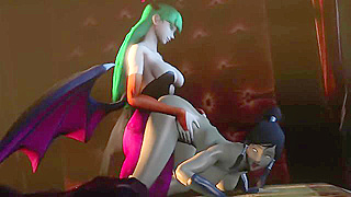 Morrigan Dominates Babe with Fiery Strap-On Passion