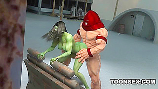 Juggernaut Dominates Curvy She-Hulk in Steamy 3D Encounter
