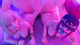 Two League Girls Dominate Multiple Guys in Wild Hentai Fantasy Frenzy