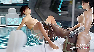 Futuristic Threesome: Alien Beauty Dominates in Steamy Interracial Encounter