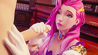 Seraphine Takes Three Loads in Epic Hentai Blowjob Scene