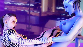 Space Girl Teases Blue Alien with Forbidden Anal Play Among the Stars