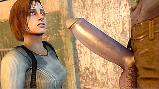 Resident Evil Babe Takes Monster Cock with Desperate Blowjob Action