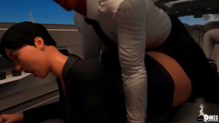 Curvy 3D Babe Takes Rough Ride in Car for Mind-Blowing Climax