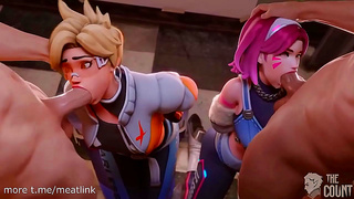 D.Va and Tracer Share Steamy Face-Fucking Moments in Hot Overwatch Action
