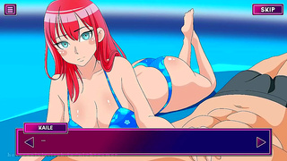 Adorable Gamer Boy Tempts Lover by Pool in Steamy Hentai Encounter