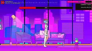 Neon Dreams Forbidden Desires: Cute Anime Girl Tempts Lover into Ecstasy