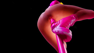 Curvy Hentai Babe Takes Massive Glow Wand Ride in Seductive Lingerie