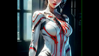 Spidergirls Futuristic Glamour: AI-Powered Seduction in Tight Tech Suit