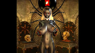 Busty Drow Enchants Hero in Steamy Fantasy Encounter