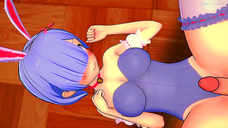 Lovely Rem Bunnysuit Teases Before Wild 3D Hentai Encounter