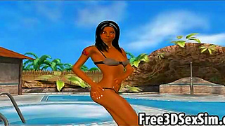 Ebony Beauty Pleasured by the Pool in Sensual 3D Encounter