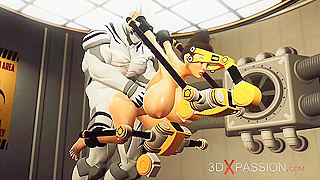 Cyborg Dominates Brunettes Ass in Steamy Sci-Fi Encounter While Restrained