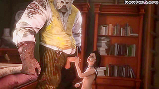 Elizabeth Pleasures a Beast with Blowjob, Facial Wild Sex in BioShag Parody