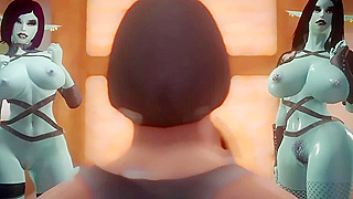 Sultry Elf Babe Shares Steamy Blowjob Wild Threesome Fun With Friend