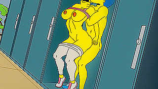 Marge Takes Barts Rough Anal Ride in Steamy Locker Room Encounter