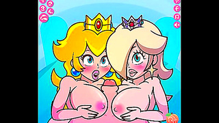 Princess Peach Rosalina tease Mario with steamy titjob action in hot anime scene