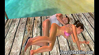 Brunette Beauty Takes Rough Ride on Sandy Shore Under Moonlight