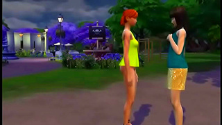 Sims Lesbian Couple Shares Steamy Kiss Sensual Embrace in Animated Lust Scene