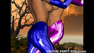 French Maid Temptation: Busty Beauty Teases in Tight Lace panties 3D Fantasy