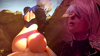 Curvy Anime Beauty Takes Huge Cock in Hot 3D Blowjob Action