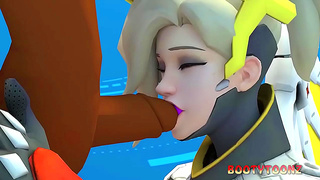 Mercys Busty Curves Ride Huge Cock Hard in Steamy 3D Hentai Action