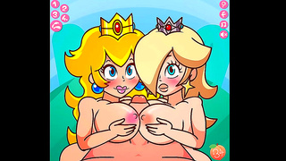 Peach Rosalina Heat Up Mario World with Busty Milf Titfuck Fun