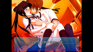 Teen Flirts Kises Busty Classmate in Steamy Anime Moment