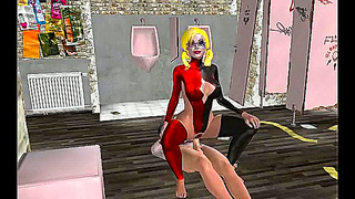 Harley Quinns Steamy Bathroom Encounter Ignites Wild Hentai Fun