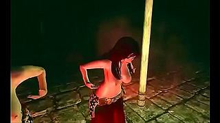 Brave Brunette Dances Sensually in 3D Skyrim Adventure World
