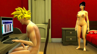 Chi-Chi Catches Gohan Pleasuring Himself – Stepmom Seduces Him Hard