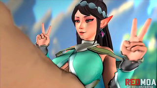 Busty Paladin Babe Teases Titty-Fucks Hero in Hot Anime Action