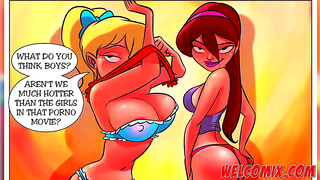 Naughty Coeds Pleasure Themselves with Busty Touches Cock Rubs at Home