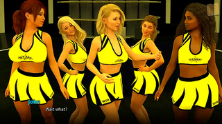 Curvy Cheerleader Flashes Busty Curves Toned Ass in Steamy 3D Hentai Fantasy