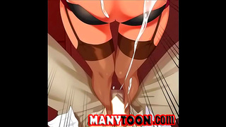 Anime Teen Goddess Takes Rough Doggystyle Ride with Dual Penetration Creampie