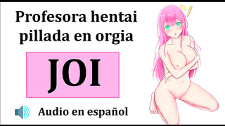 Mafuyu-sensei Joins Wild Hentai Threesome JOI Orgy with Devoted Students