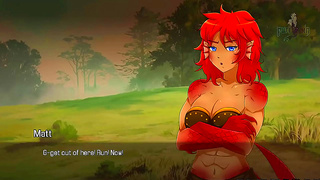 Fiery Redhead Warrior Claims Innocent Maiden After Battle Defeat in Fantasy Realm