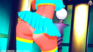 Curvy Hentai Babe Teases in Sexy Hat Striptease Fantasy