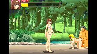 Bikini Babe Goes Wild with Guys in Steamy Battle Tanuki Island Fantasy