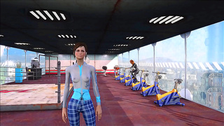 Brunette Babe Wears Foxy Fallout 4 Gear for Steamy Gym Encounter