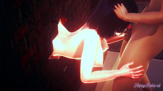 Hinatas Steamy 3D Adventure with Two Ninjas – Wild Threesome creampie Fun