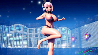 Super Sonico Teases with Busty Curves in Sensual 4K Dance Performance