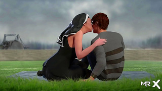 Curvy Anime Beauty Tempts Lover Under Sunlight for Steamy Tryst