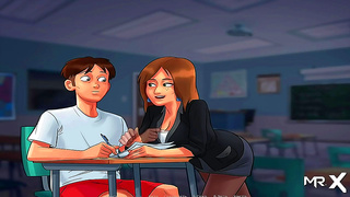 Young Tutor Teases Classmate with Busty Charm in Steamy Summer Romance