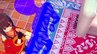 Megumin Pleasures Hero with Naughty Blowjob Leading to Explosive Cream Pie Finale
